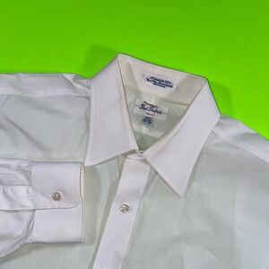 Paul Frederick Mens White Trim Fit 100% Cotton Broadcloth Dress Shirt‎ Size L